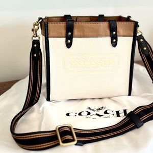 COACH Signature Logo Colorblock Leather Badge Field Tote Bag